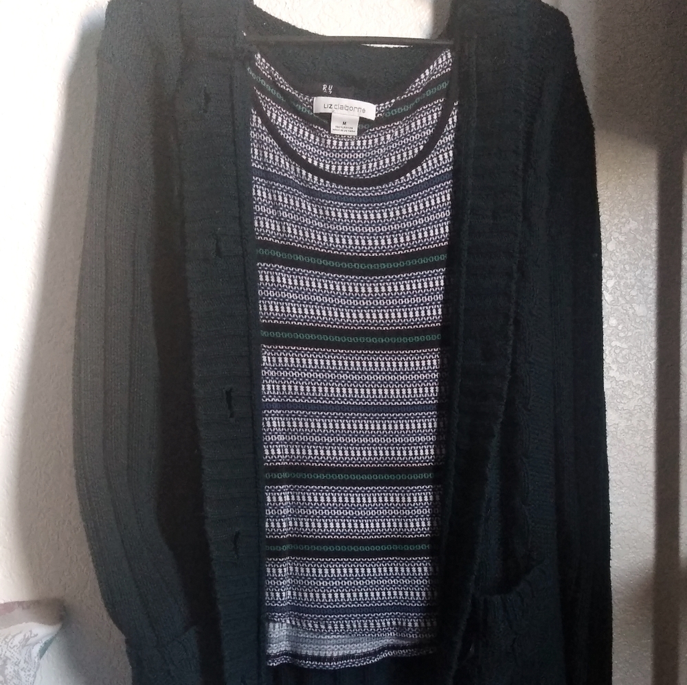 Long, Green, Button Cardogan Sweater with Hoodie